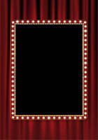 Vector illustration of a red curtain with a vintage marquee on top